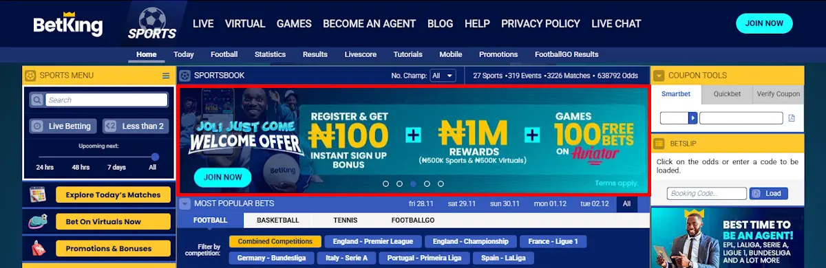 BetKing Welcome Bonus Screenshot